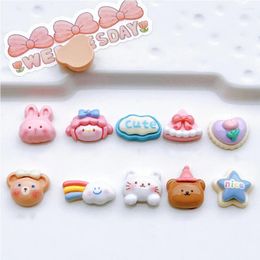 Decorative Figurines 10PCS Shiny Girl Animals Resin Flatback Cabochons For Hairpin Phone Case Scrapbooking DIY Jewellery Craft Decoration