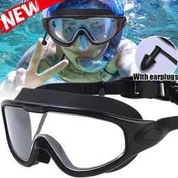Flat Light Swimming Goggles Antifog Snorkelling Diving Swim Eyewear Waterproof Big Frame Glasses Men Women Accessories 240418