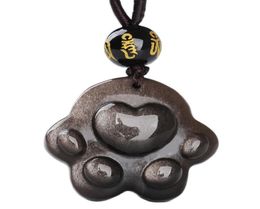 Lockets Natural Obsidian Cat Claw Necklace Pendant Handcarved Shaped Black Stone Lucky Amulet Unique Gift5048639