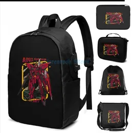 Backpack Funny Graphic Print Retro Aegis Gundam USB Charge Men School Bags Women Bag Travel Laptop