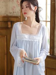 Women's Sleepwear Women Romantic Victorian Cotton Fairy Night Dress Sexy Lace Long Sleeve Peignoir Vintage Nightgowns Sweet Princess