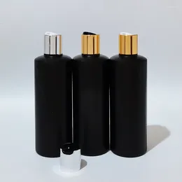 Storage Bottles 15pcs 300ml/500ml Empty Black HDPE Shampoo Squeeze Bottle With Gold Disc Cap Refillable Body Lotion Cream Liquid Soap