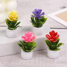 Decorative Flowers Simulated Mini Potted Plants With Micro Landscape Decorations Fake Green Office Layout Plastic Bonsai