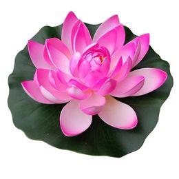 Simulate Water Lily Outdoor Fishes Pool Decor Fish Tank with 2-layer Flower Petals Water Lily Leaves mini Solar Fountain Round 240430