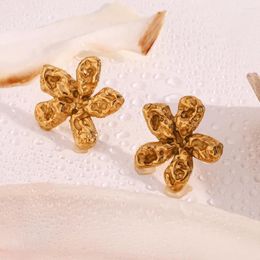 Stud Earrings Elegant Flowers 18K Gold Plated Waterproof Trendy Women's 2024 Stainless Steel Jewellery For Woman Anniversary Gift