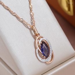 Pendant Necklaces JULYDREAM Purple Zircon Hollow Oval Women Silver Plated 585 Gold Color Necklace Water Wave Chain Vintage Wedding Jewelry