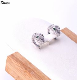 Donia Jewellery luxury stud European and American fashion green eye head copper micro-inlaid zircon creative silver needle earrings designer gift8648781