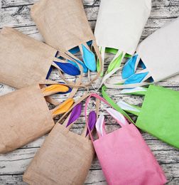 Cotton Handbag Funny Design Easter Bunny Bag Ears Bags Material Burlap Celebration Gifts Christma6537363