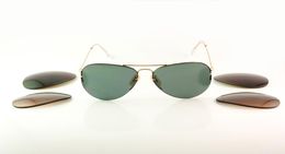 New Style 3460 Sunglasses Mens Fashion High Quality Pilot Flip Out Gold Frames Eyewear Ladys Designer Green Lens Glasses 59mm6630329