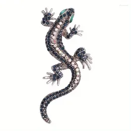 Brooches Retro Personality Crystal Alloy Lizard Gecko Brooch Four-claw Snake Animal Luxury Corsage Pin