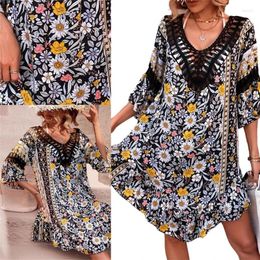 Flower Print Beach Dress Coverup Swimsuit Swim Wear For Summing Pool Parties