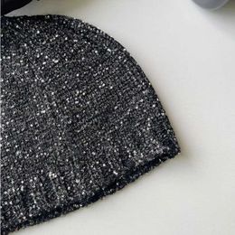 8TRE Beanie/Skull Caps Korean Sequined Knitted Hat Lady Autumn and Winter Mens and Womens Street Fashion Hip-hop Personality Warm Skull Beanie Hats d240429