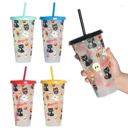 Mugs Halloween Party Straw Cup Tumbler Coffee Mug With Lid And Drinking For Cold Beverages Safe