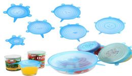 Silicone Stretch Suction Pot Lids Food Grade Fresh Keeping Wrap Seal Cover Pan Spill Lids Nice Kitchen Accessories 6PCSSet3064282