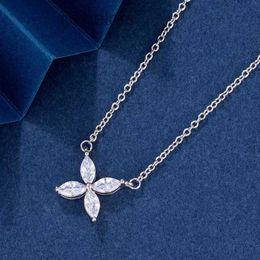 Sterling Sier Womens Four-leaf Clover Horse Eye Seiko Fashion Light Niche High-end Collarbone Necklace