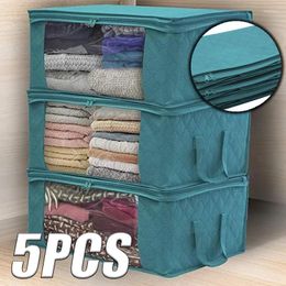 Storage Bags 5PCS Home Folding Clothes Organiser Large Capacity Quilt Bag Nonwoven Closet Dust