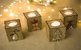 Christmas Wood Candle Holder Candlestick Table Lamp For Tea Light Decoration1393520