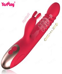 Rabbit Telescopic Vibration Builtin ball Rotation Heating G spot Dildo Vibrator Female Masturbation Sex Toys for woman Y2004108624496