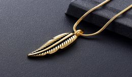 Z929 Gold Color Feather Design Stainless Steel Cremation Jewelry for Pet Ashes Memorial Urn Keepsake Jewellery Funnel and Gi7859093