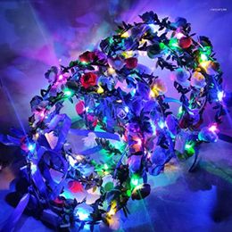 Decorative Flowers 10 Pcs LED Flower Headband Light Up Cloth Rose For Women Girls Hair Accessories Crown Wedding