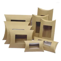 Jewellery Pouches Multi Size 10Pcs 15.5x11.3x3.8cm/10x6x2cm DIY Kraft Paper Window Pillow Box Necklace Display Clear Pvc