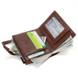 Wallets PU Leather Men High Quality Zipper Short Desigh Card Holder Male Purse Vintage Coin 2024