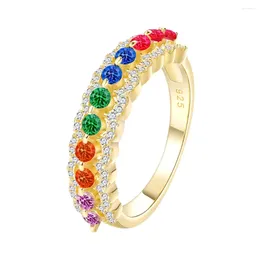 Cluster Rings STL Zhenchengda's Lace Mesh Hollow Ring For Women's S925 Silver Inlaid Colourful Diamond