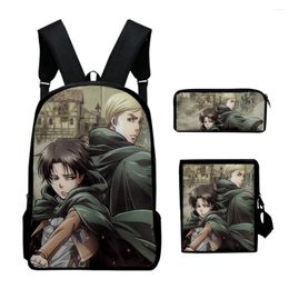 Backpack Cartoon Cool Attack On Titan 3pcs/Set 3D Print School Student Bookbag Laptop Daypack Shoulder Bag Pencil Case