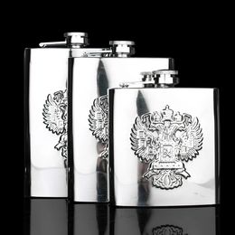 6/8/9 Oz 304 Stainless Steel Russian Eagle Hip Flasks Portable Flagon Alcohol Whisky Wine Bottle Liquor Pot Drinkware Men Gift 240429