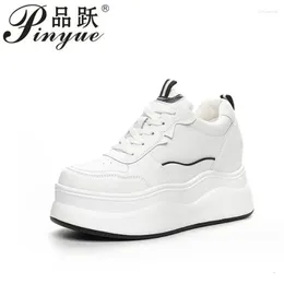 Casual Shoes 8cm Genuine Leather Platform Wedge Sneakers Winter Chunky For Women Autumn Spring Walking Vulcanised 34 39