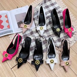 Designer Heels Slingbacks Pumps Designer Shoes Women High Heels Shoes Slides Sandals Pointed Toe Sheepskin Slides On Luxury Golden Buckle Front Luxury Pumps