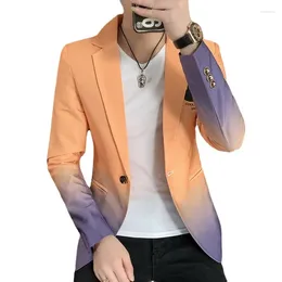 Men's Suits 2024 Spring Fashion Wear Gradient Colour Printed Blazer Youth Slim Casual Suit Jacket Blazers