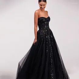 Party Dresses Stunning Black Beaded Sequined Sweetheart Prom Tulle Bridal Grown Eveing Cocktail Wear Rode De Morrie
