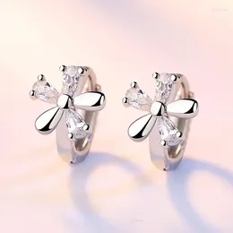 Stud Earrings 2024 Dainty Small Hoop Women Inlay Crystal Flower CZ Delicate Girls For Party Fashion Versatile Jewellery Bulk