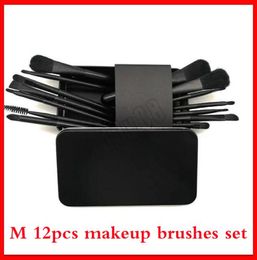 Makeup Brushes M 12pcs Makeup Brush Designer Black Eyeshadow Foundation Powder Blush Lip Make Up Tools 12pcsset 3types8947544