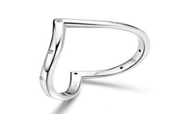 Unique European Women 925 Sterling Silver V shape Finger Rings Fashion Girls Tail Ring9277824