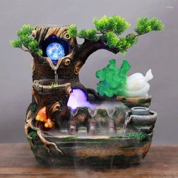 Decorative Figurines GY Three Waterwheel Jade Cabbage Fengshui Wheel Fountain Enrichment Ruyi Town House NAFU Flowing Water Ornaments