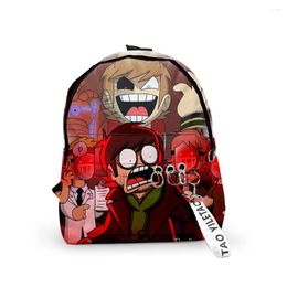 Backpack Trendy Eddsworld Notebook Backpacks Boys/Girls Pupil School Bags 3D Print Keychains Oxford Waterproof Cute Small