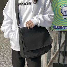 Drawstring Women's Messenger Bag Large Capacity Canvas Cute Pendant Shopping Solid Handbags For Women Student School Shoulder Shopper