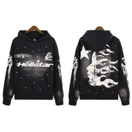 Mens Hoodie Sweatshirt Hell Star Shark Pattern t Pullover Letter Print Long Sleeve with Pockets Mens and Womens Top Clothing Fashion 8R76