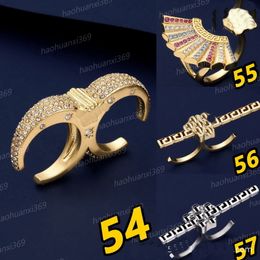 Fashionable Beauty Head Ring with Metal Texture, Three Dimensional Circular Pattern, Diamond Inlaid Letter Opening Ring