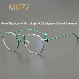 Sunglasses Frames Pure Titanium Round Glasses Frame IP Plating Men Myopia Optical Prescription Eyeglasses Women Ultralight Two Tone Colour