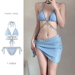 Swimwear Womens Fish Diamond Chain Pure Lust Style Strap Triangle Bikini Three Point Ins Sexy Vacation