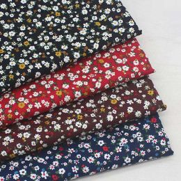 Fabric Retro Dark Cotton Poplin Printed Fabric Small Floral Cloth Summer Childrens Dress Shirt Clothing Fabric by Half Meter d240503