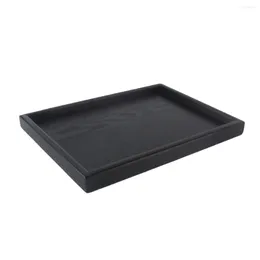 Jewellery Pouches Wooden Serving Tray Tea Dishes Plate- Black 25x18x2cm