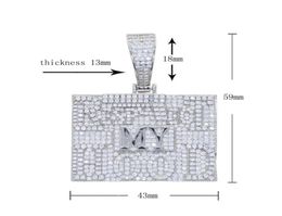 Hip Hop Micro Pave Clear Cz Square Shaped Pendant Necklaces for Men Iced Out Bling Cubic Zirconia Full Paved Rock Jewelry9386012
