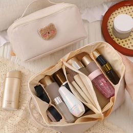 Cosmetic Bags Holder Large Capacity Bear Print Organiser Organ Pillow Bag PU Makeup Toiletry