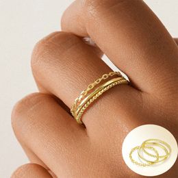 100% 925 Sterling Silver Geometric Ring for Woman Girl Simple Fashion Smooth Chain Design Jewelry Party Gift Drop 240424