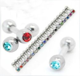wholes 100pcs Mix 10 Colour Body Piercing Jewellery single gem stainless steel earring helix tragus Ring2527926