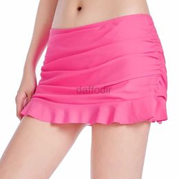 Women Beach Wear burst fold lotus leaf swimming skirt large size beach skirt pants with briefs d240501